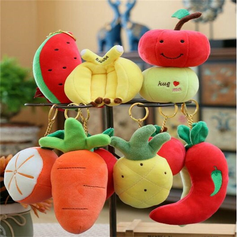 10cm Mini Fruit Dolls Vegetable Plush Toy Apple Banana Strawberry Pepper Orange