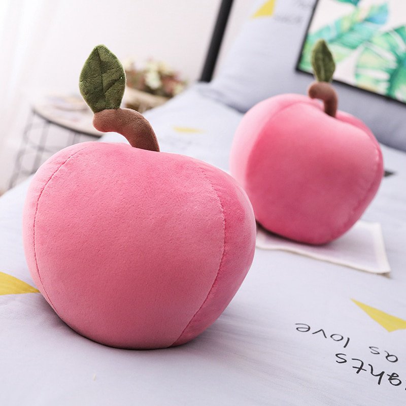 25cm/40cm Pink Simulation Apple Plush Toy Soft Sweet Cartoon Apple Stuffed Doll Bed Decoration