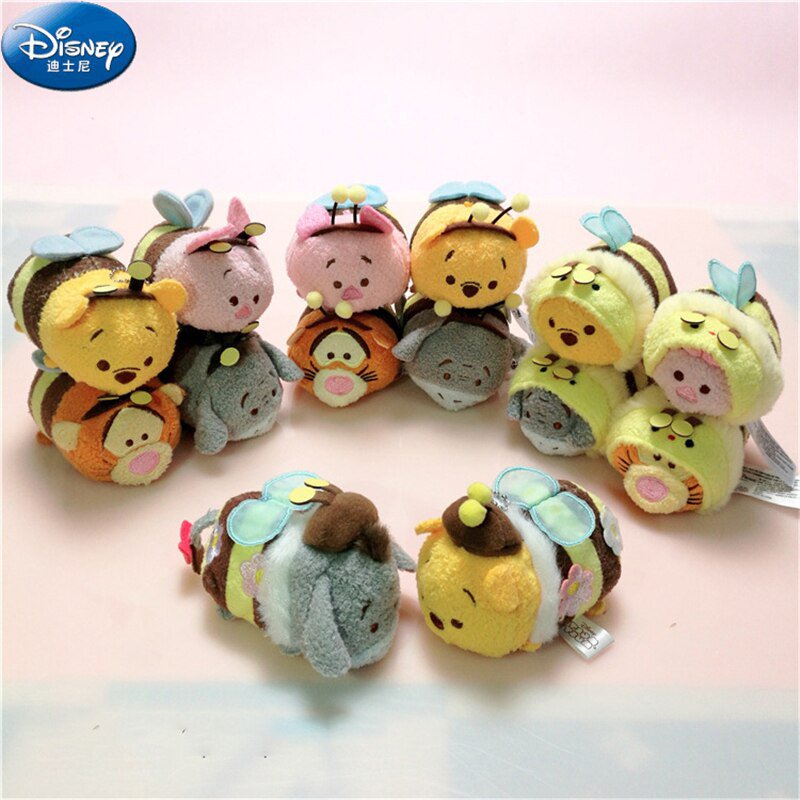 9Cm Disney Tsum Bee Series Cross Dress Plush Dolls Toy Winnie The Pooh Pijie Pig Tigger