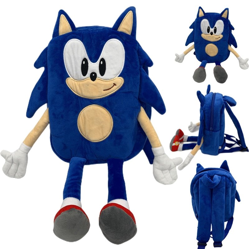 40Cm Super Sonics Backpack Game Anime Plushie Travel Bag Cartoon Soft Plush Kids