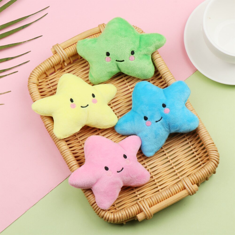 Pet Plush Toy Funny Pet Chew Toy Cartoon Star Cloud Shaped Pet Squeaky Toy Pet Sound Toy