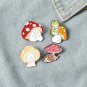 Cartoon Creative Animal Mushroom Enamel Pin Frog Cat Hedgehog Brooch Lapel Backpack