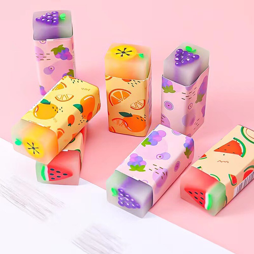30 Pcs Creative Fruit Erasers Kawaii Cartoon Cute Erasers Children Gift School