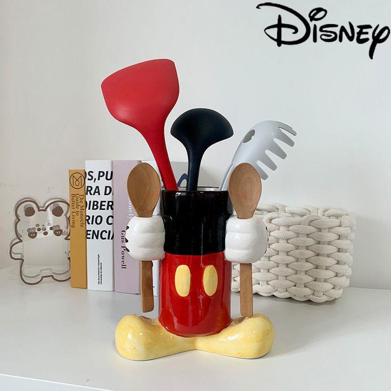 Disney Anime Mickey Mouse Holder Ceramic Home Decoration Flower Vase Movable Doll Toy Kitchen