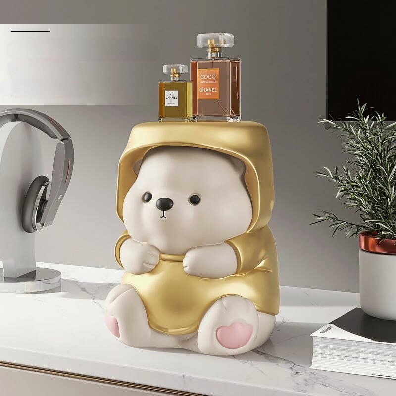 Nordic Cartoon Polar Bear Statue Keys Storage Tray Snack Sundry Holder Bear