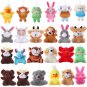 24pcs/set Mini Animal Plush Toy Set Cute Small Stuffed Animal Keychain Bear Rabbit Doll Toy