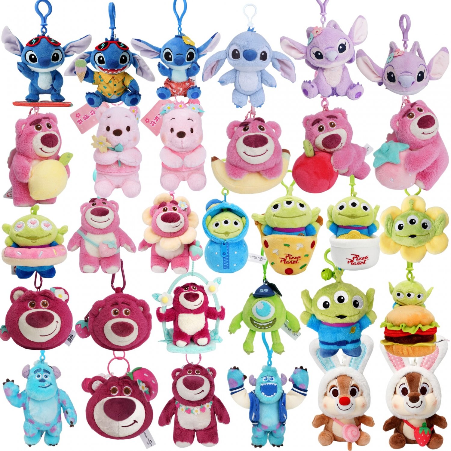 DISNEY Lilo Stitch Alien Lotso Sullivan Chip Dale Cosplay Keychain Doll Toy Plush Dolls Kids
