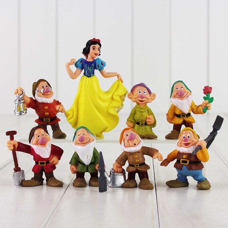 8Pcs/Set Princess Snow White and the Seven Dwarfs Figure Toy 5-10cm Mini Model Doll for Kids