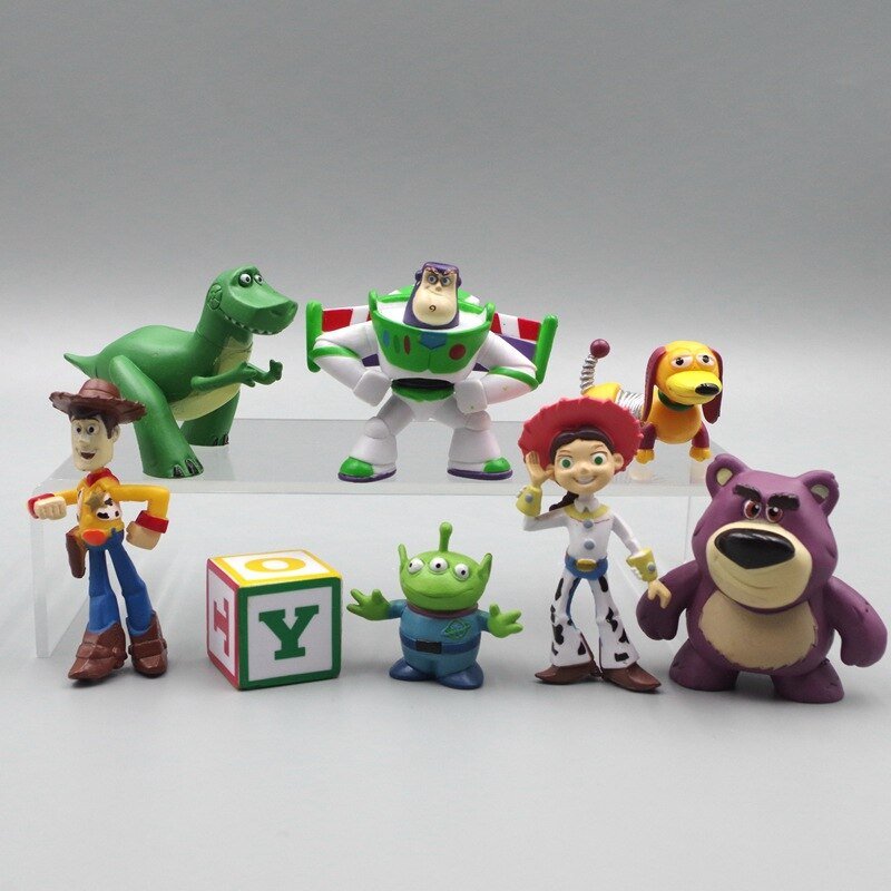 8Pcs/Set Disney Anime Toy Story 2-7CM Jessie Woody Buzz Lightyear PVC Action Figure Collectible