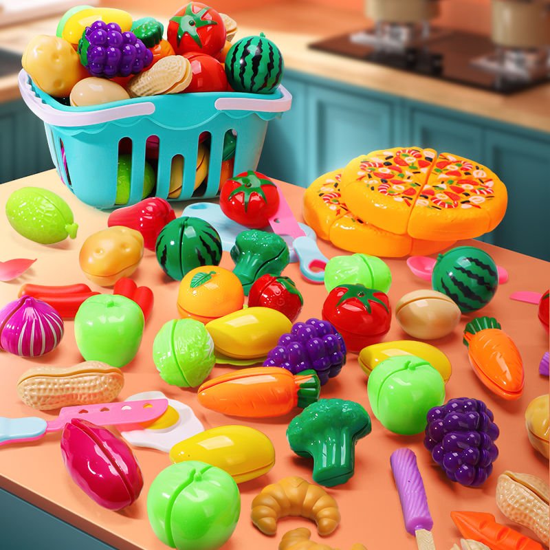 Educational Toy Plastic Kitchen Toy Set Cut Fruit and Vegetable Food Play House Simulation Toys