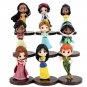 9pcs 7cm Q Posket Figure Toys Princess Snow White Mulan Cinderella Tangled Aladdin Moana