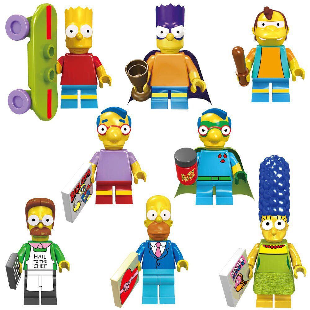 8 pcs New Arrival The Simpsons Minifigures Children's Puzzle Building Block Toys