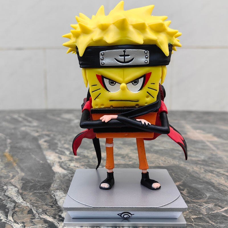 14cm Naruto Spongebob Squarepants Toy Patrick Star Cos Uchiha Sasuke Anime Figures