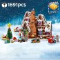 Santa Claus Christmas Gingerbread House Scenery With Light Building Blocks Bricks