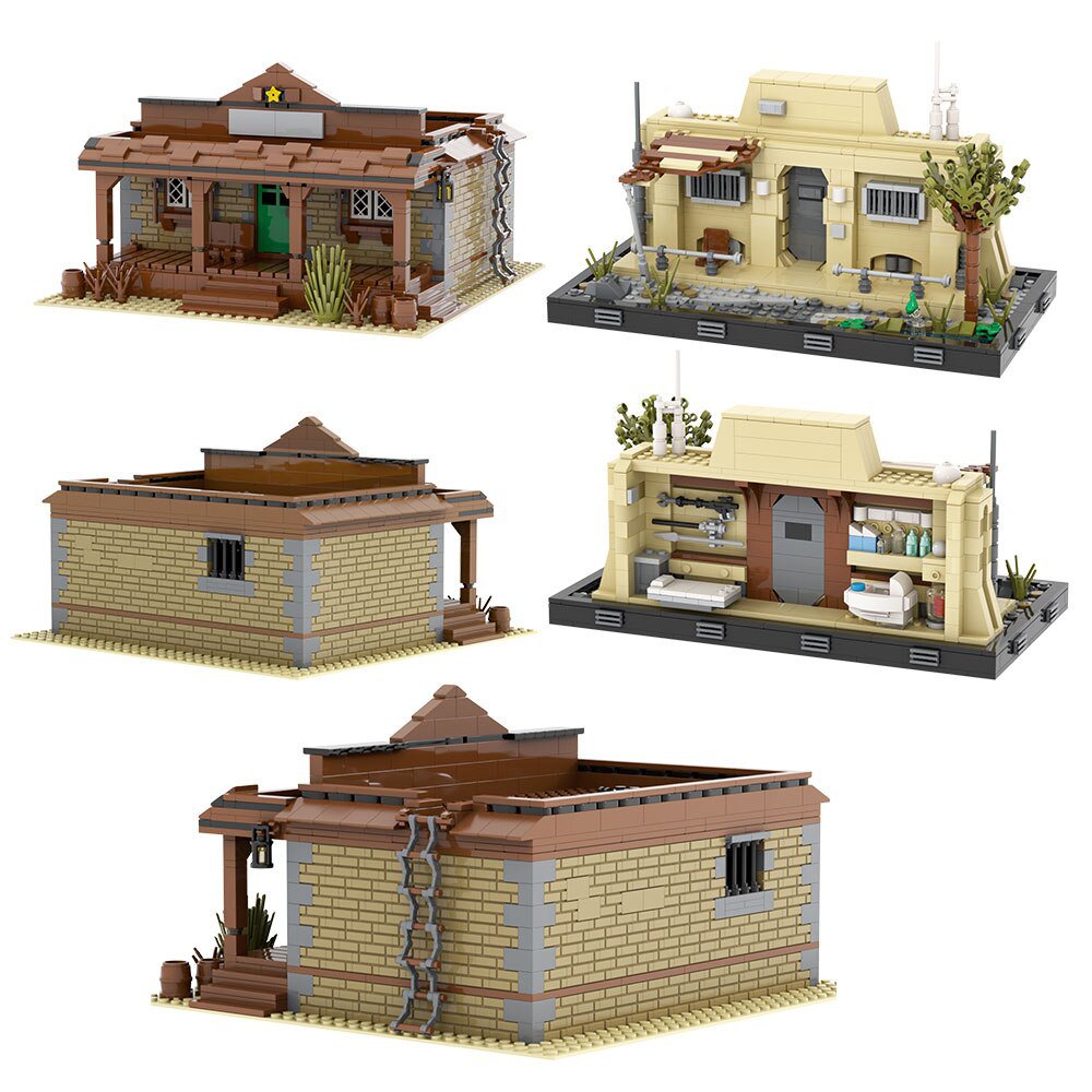 Western Sheriff's Office Architecture Space War Movie House With Figure Characters