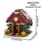 MOC Anime Horror Halloween House Pumpkin Skeleton Wreath Night Street View Action Figure