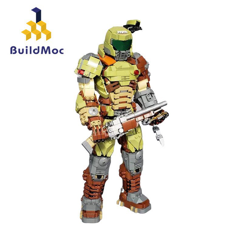 MOC Classic Shooter Game Doomed Mechanical Soldiers Building Block set Action Character Mecha Brick