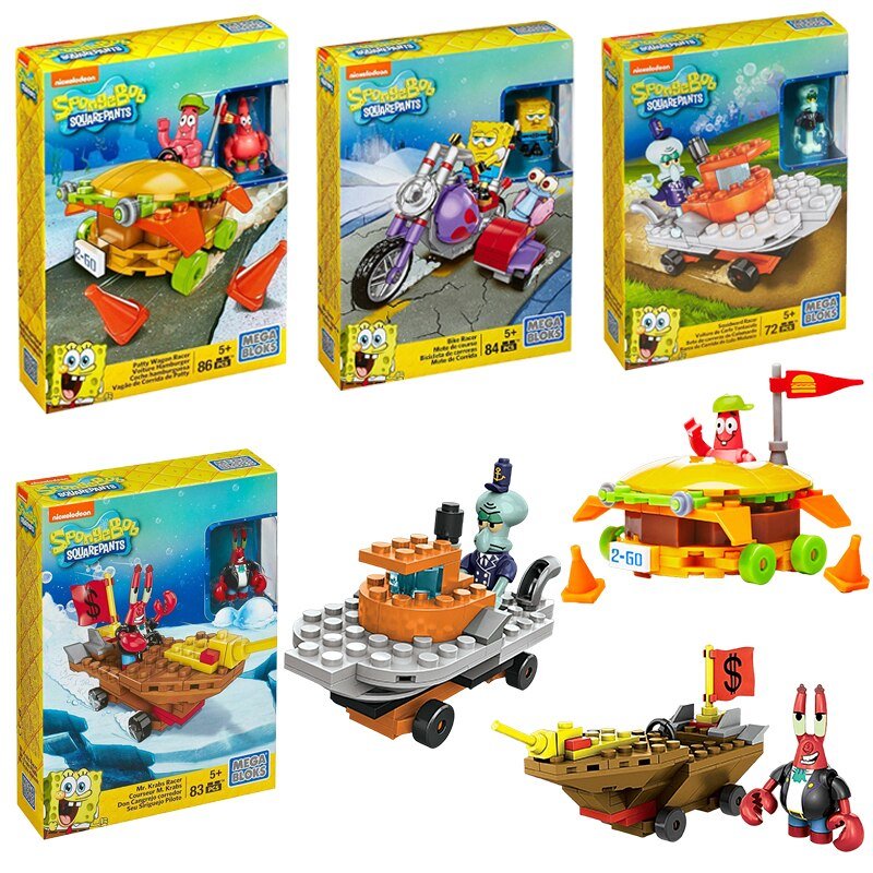 Mega Bloks Spongebobs Squarepants Small Particles Mr Krabs Squidward Racer Anime Cartoon