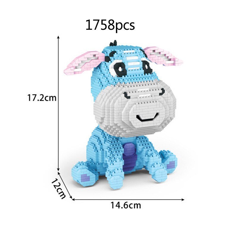Disney cartoon Winnie Pooh Bear figures micro diamond blocks eeyore building brick educational toy