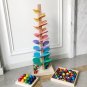 Wooden Rainbow Music Tree Collage Flower Petal Beads Track Children's Color Cognition Puzzle