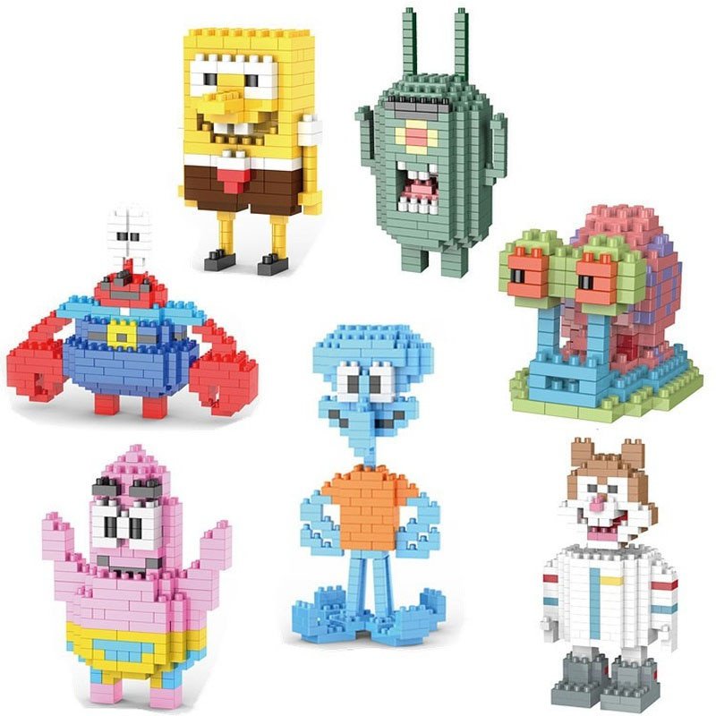 SpongeBob SquarePants Building Blocks Anime Cartoon Mini Action Figure Patrick Star Sandy