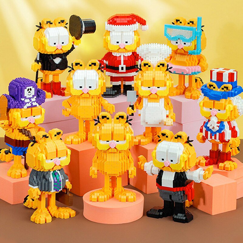 Garfield Mini Blocks Magic Cartoon Cat Anime Figures Collection Building Toy DIY Bricks