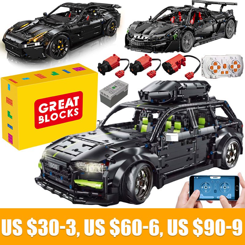 Technical APP Remote Control T5023 RS6 Moter Power Bricks Building Blocks Estate Car Gift Toys