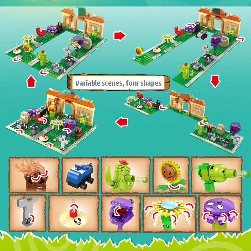 JX90086 small particle building blocks 687pcs crazy backyard children's educational