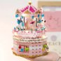 Rotate Merry-go-round Carousel Crystal Ball Music Light 3D Mini Diamond Blocks Bricks Building