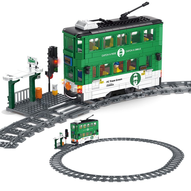 MOC Creative Expert City Electric Rail Vehicle Tramways Metro Tracks Model Building Blocks Bricks
