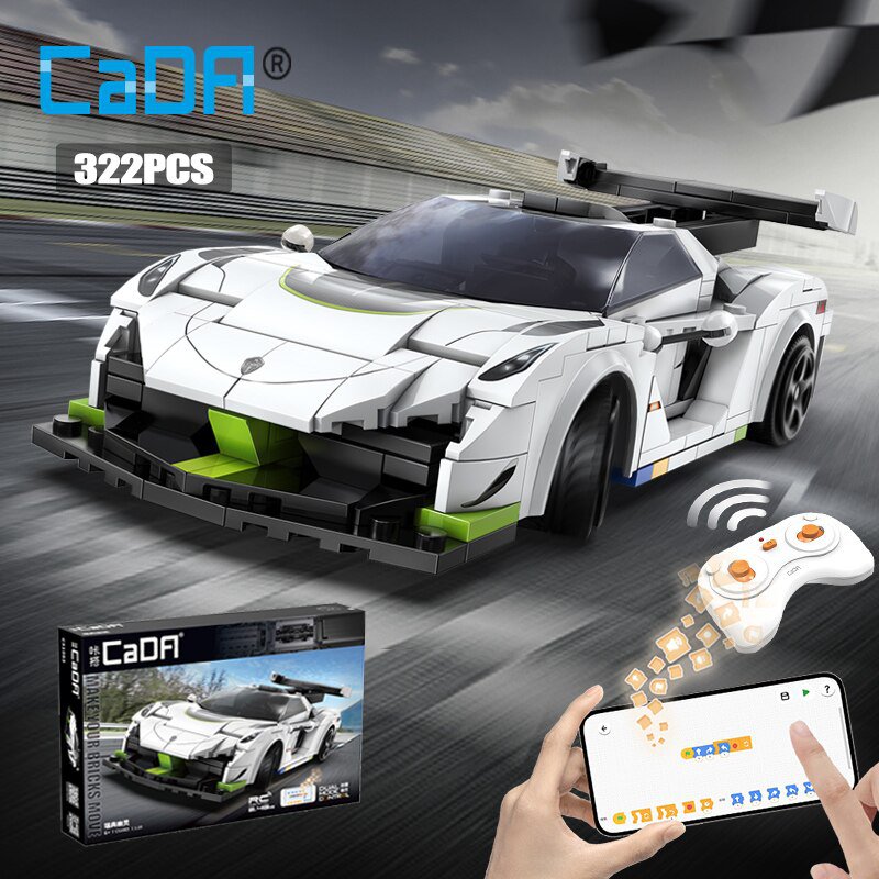 Cada APP Programming Remote Control Swedish Ghost Sports Car Building Blocks City RC Vehicle Racing
