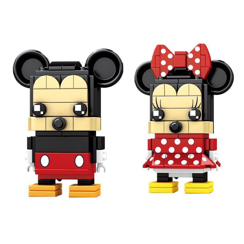 Disney Mickey Minnie Action Figure Blocks Kawaii Anime Figure Building Blocks Diy Assembling