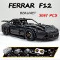 New High-Tech 91102 3097Pcs Moc F12 Super Sport Black Racing Car Model RSR Bricks Building Blocks