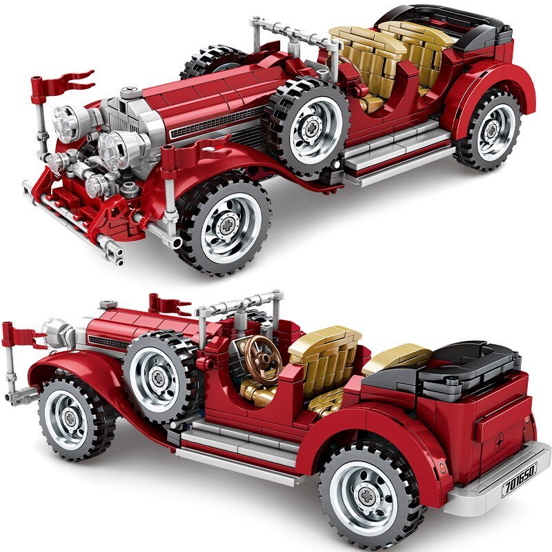 617pcs Technical Classic Car Retro Vintage Car Pull Back Building Blocks STEM Kit Building Block