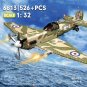 Military WW2 Spitfire Fighter Block DIY 1/32 Scale UK Plane Building Brick Toy For Boy Children