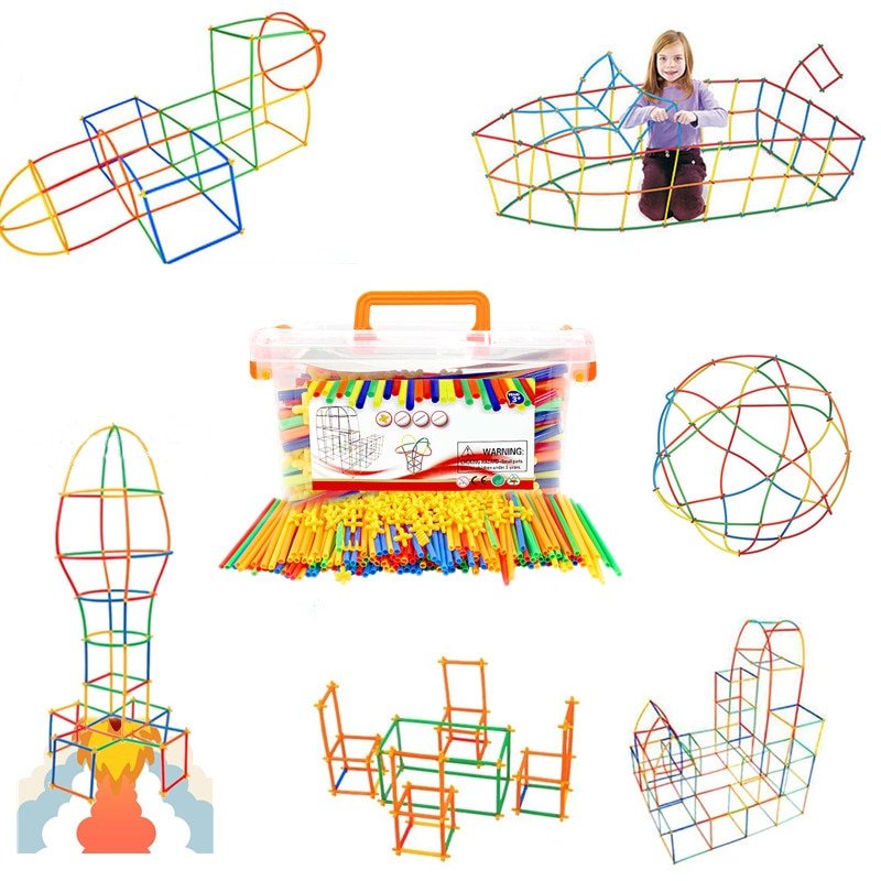 Straw Constructor Toys STEM Building Toys Straws and Connectors Building Sets Colorful