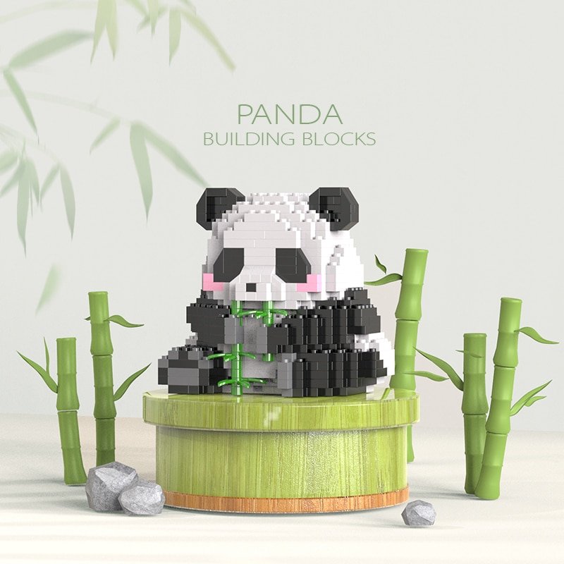 Small particle assembly building block toy giant panda flower fruit Lai Meng Lan Fubao