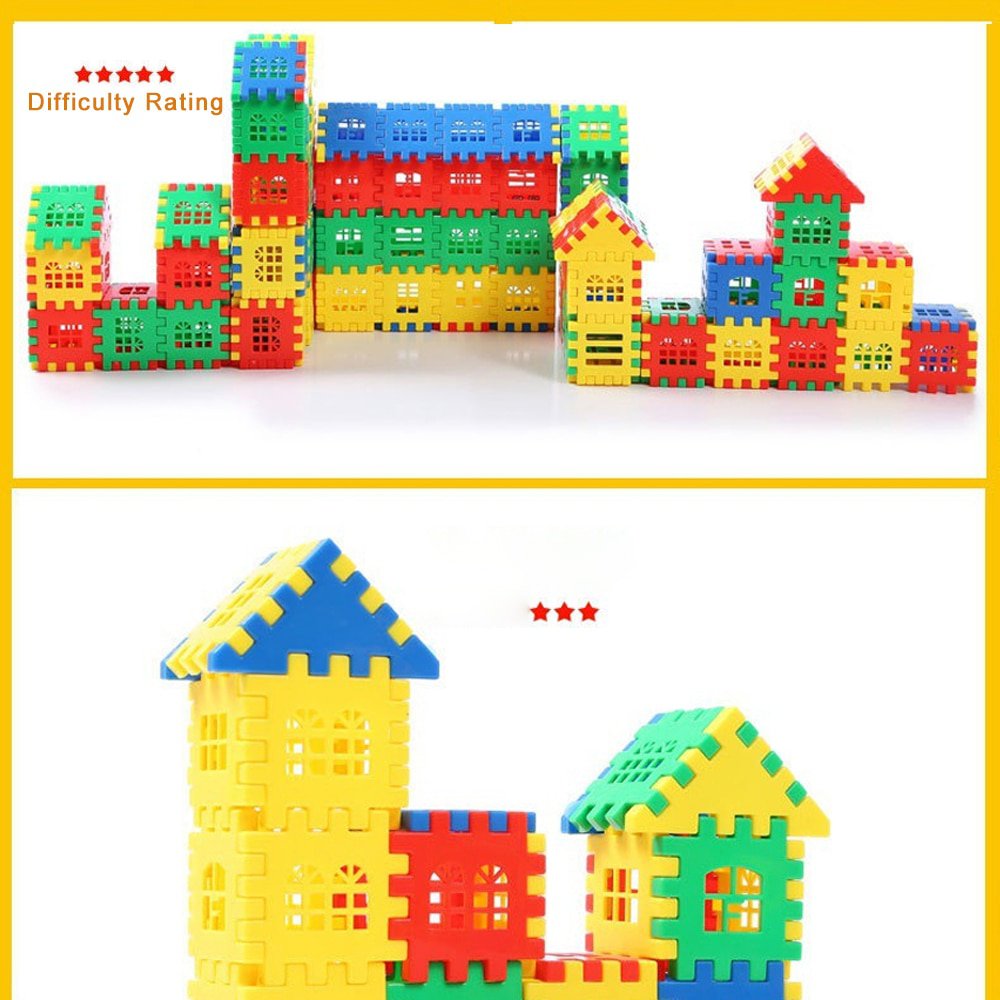 203Pcs/Set DIY Handmade Assembled House Blocks Puzzles Toys for 3-6 Years Girls Boys Kids