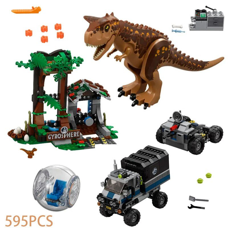 10926 Carnotaurus Gyrosphere Escape Velociraptor Model Building Blocks Dinosaur Gift Brick