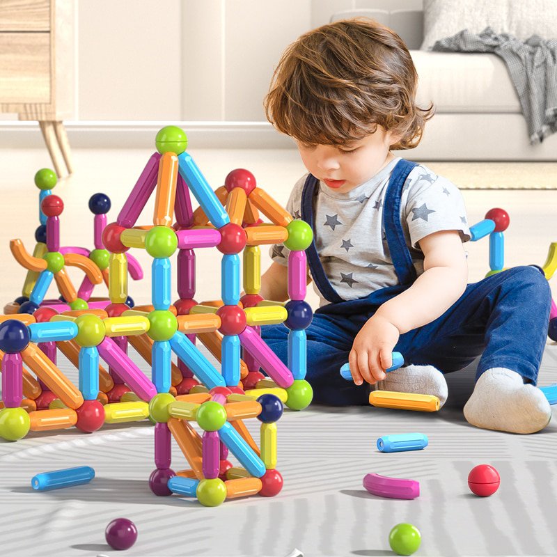 Kids Magnetic Construction Set Magnetic Balls Stick Building Blocks Montessori