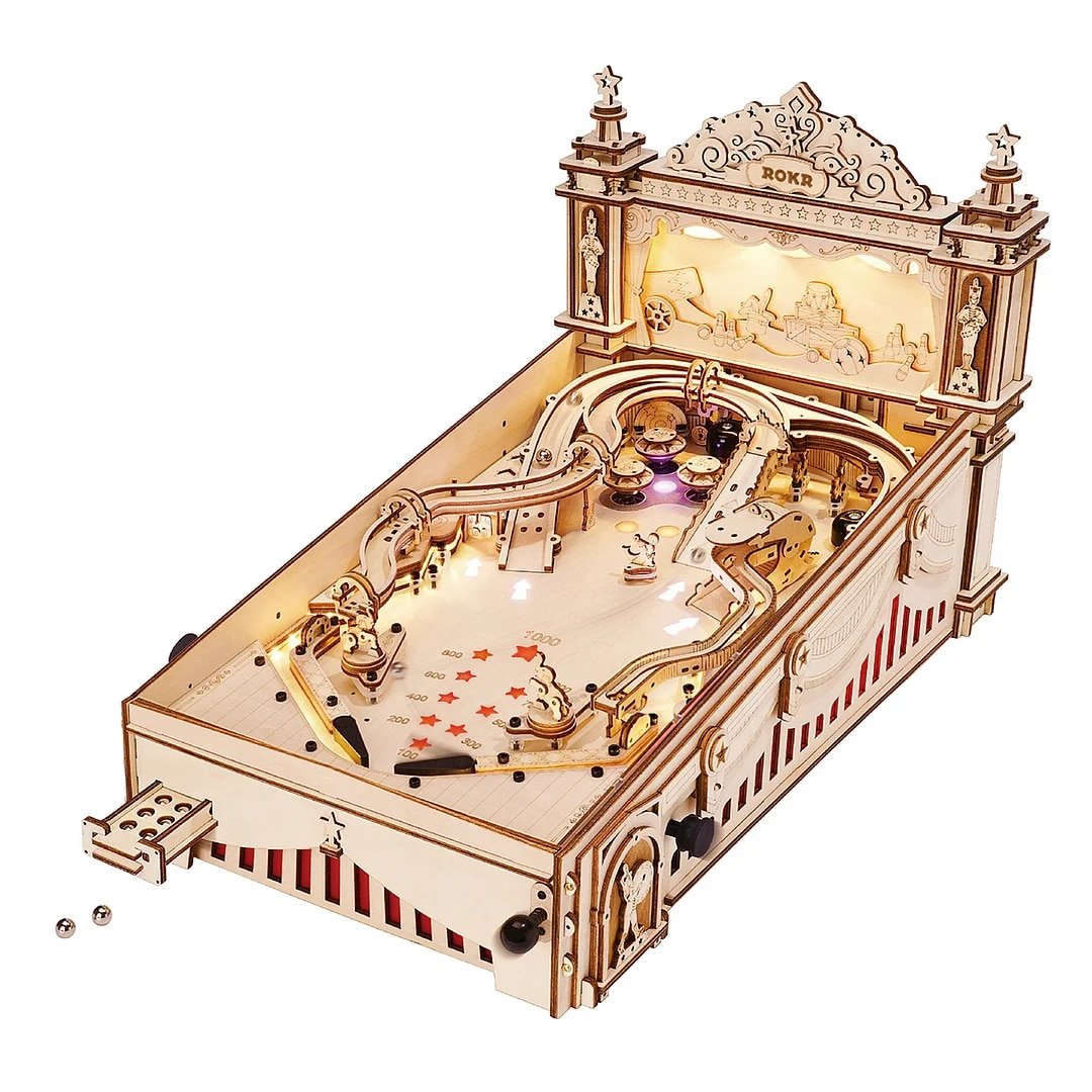 Robotime ROKR 3D Pinball for Kid Adults Family Party Machine Vintage Style Popular Game
