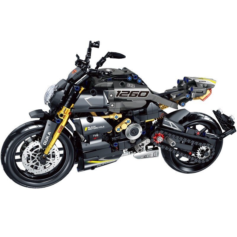 New Black DUKA Technical High-Tech Motorcycle Motocross Model Building Blocks Car