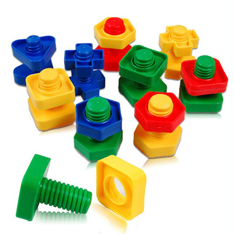5 Set Screw Building Blocks Plastic Insert Blocks Nut Shape Toys for Children Educational Toys