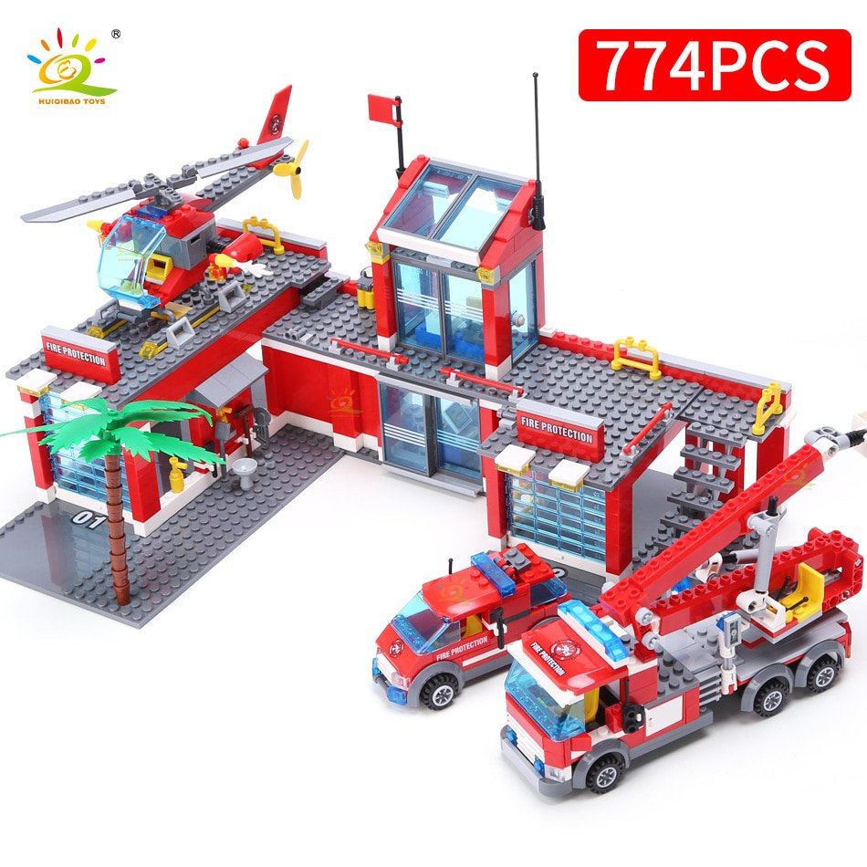 774pcs City Fire Station Model Building Blocks Boys Firefighter Truck Educational Construction