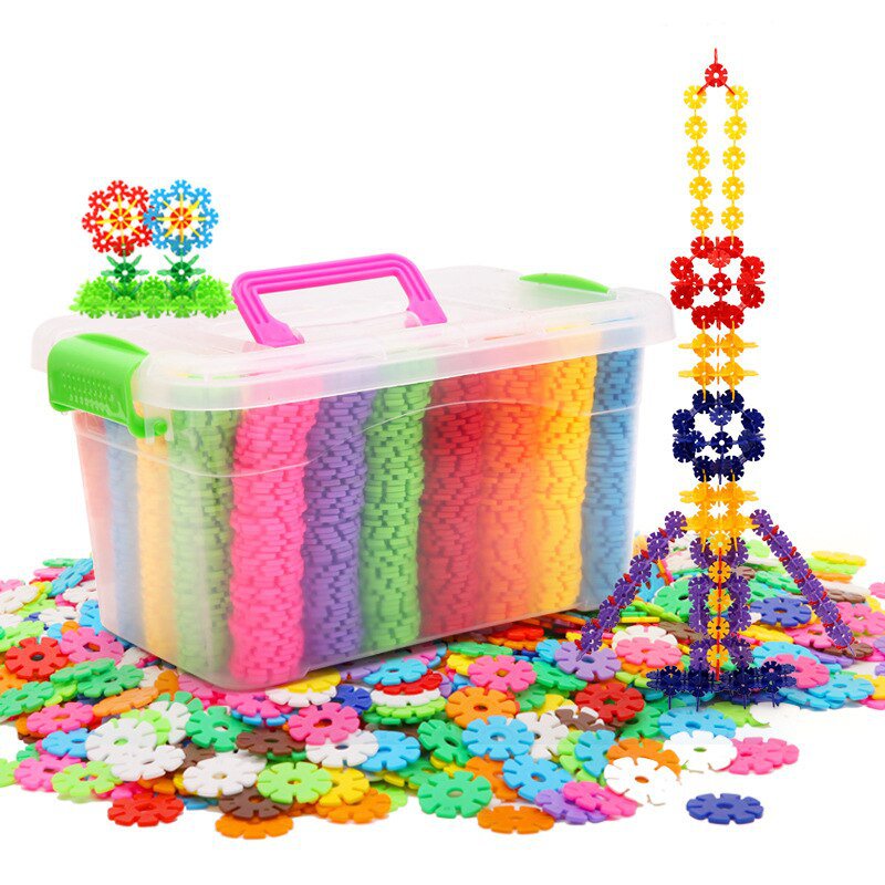 300pcs 200pcs 100pcs Snowflake Building Blocks Toy DIY Block Construction
