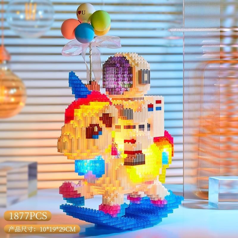 Trend Lighted Rainbow Unicorn Building Blocks Space Astronaut Assembled Toys for Adults Boys Girls