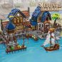 Harbor Medieval Town Landscape View Series MOC Ideas Pier Wharf Buliding Bricks Modular