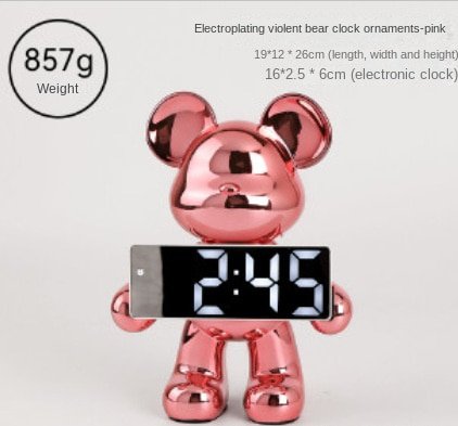 Light Luxury Creative Violent Bear Clock Ornament Entrance Living Room Decoration