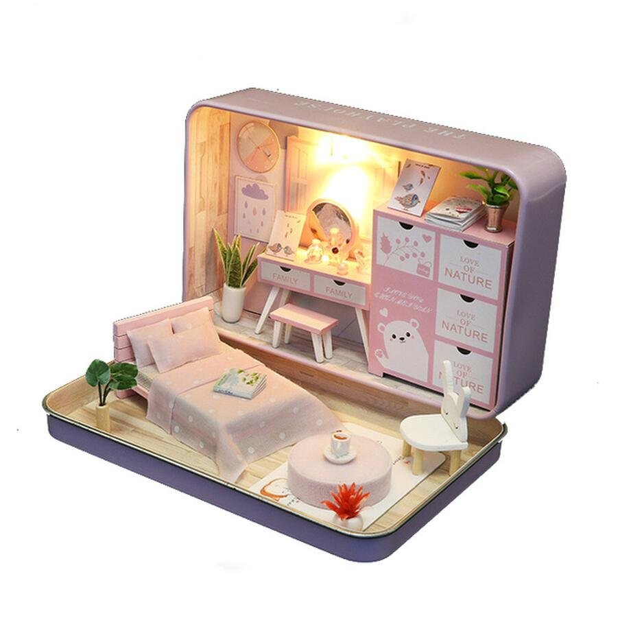 Box Theater Mini Doll House Prefabricated Miniature Diy Dollhouse Kit Furniture Case Toys