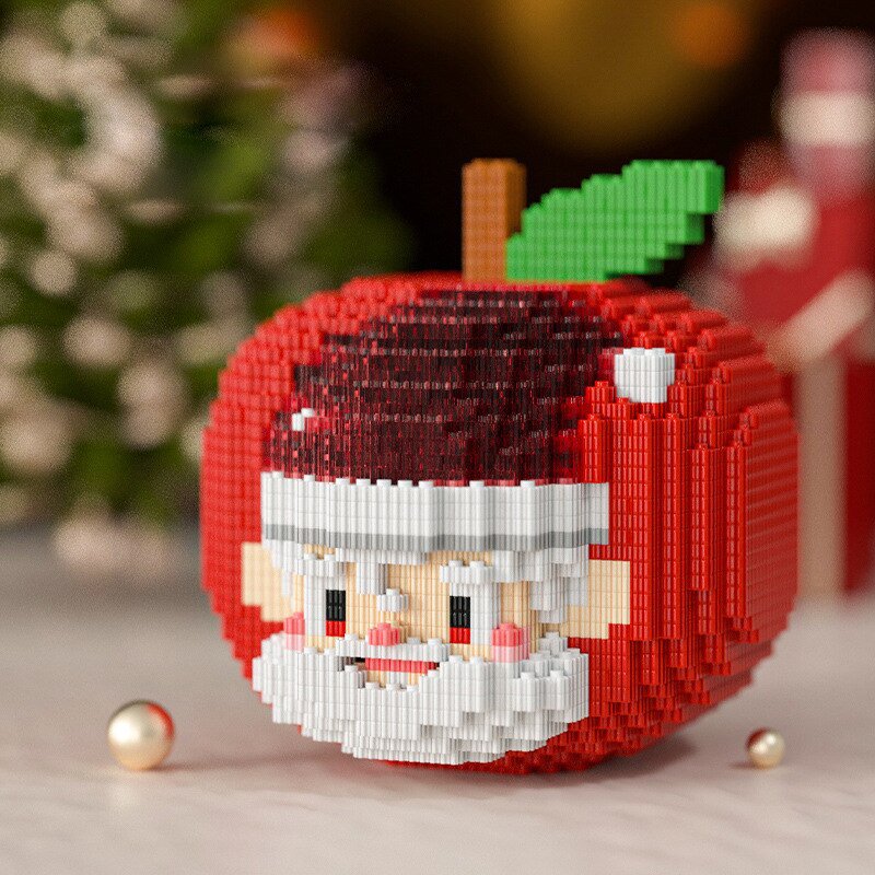 New Small Particles Building Blocks Educational Toys Puzzle Children's Christmas Eve Apple